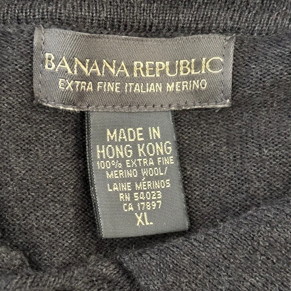 Banana Republic Extra Fine Italian Merino Wool Sweater Sz XL Gray‎ Casual